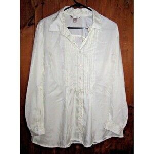 White Stag Blouse Size Large Color White, Button Front, Long or 3/4 Sleeves